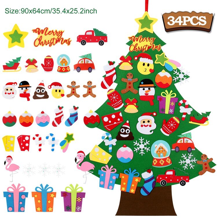 3D DIY Conical Felt Christmas Children Christmas Decor Christmas Ornaments Christmas Decorations for Home New Year Deco Noel