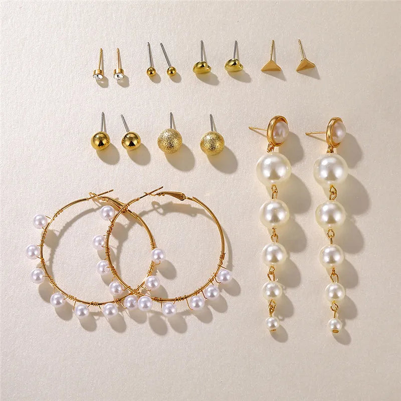 FNIO Big Simulated Pearl Earrings 2019 for Women Lover Geometric Round Heart Drop Dangle Earring Korean Statement Jewelry