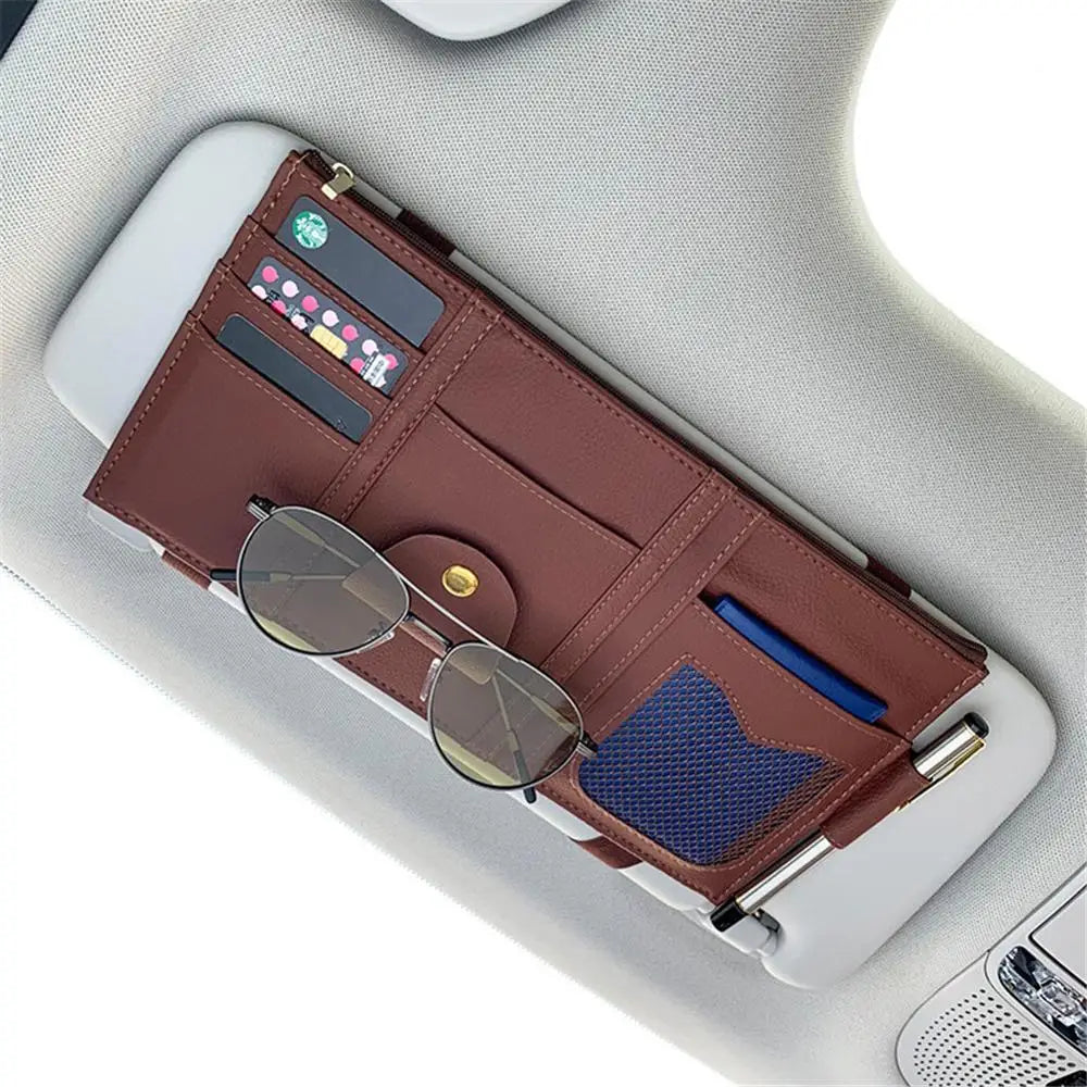 Car Styling Sun Visor Organizer Multifunctional Visor Storage Bag Sunglasses Holder Card Ticket Organizer Pouch Car Accessories