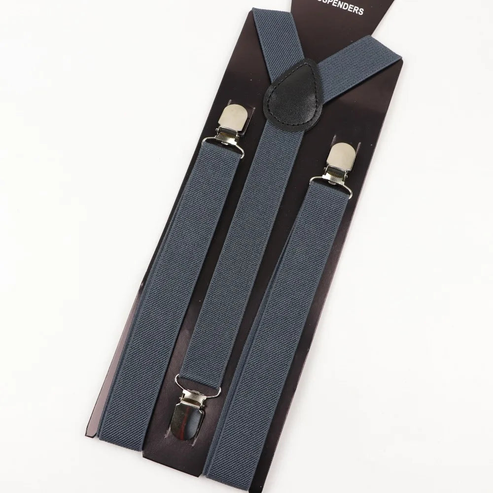 Solid Color Man's Belt Men Women Suspenders Polyester Y-Back Braces Adjustable Elastic