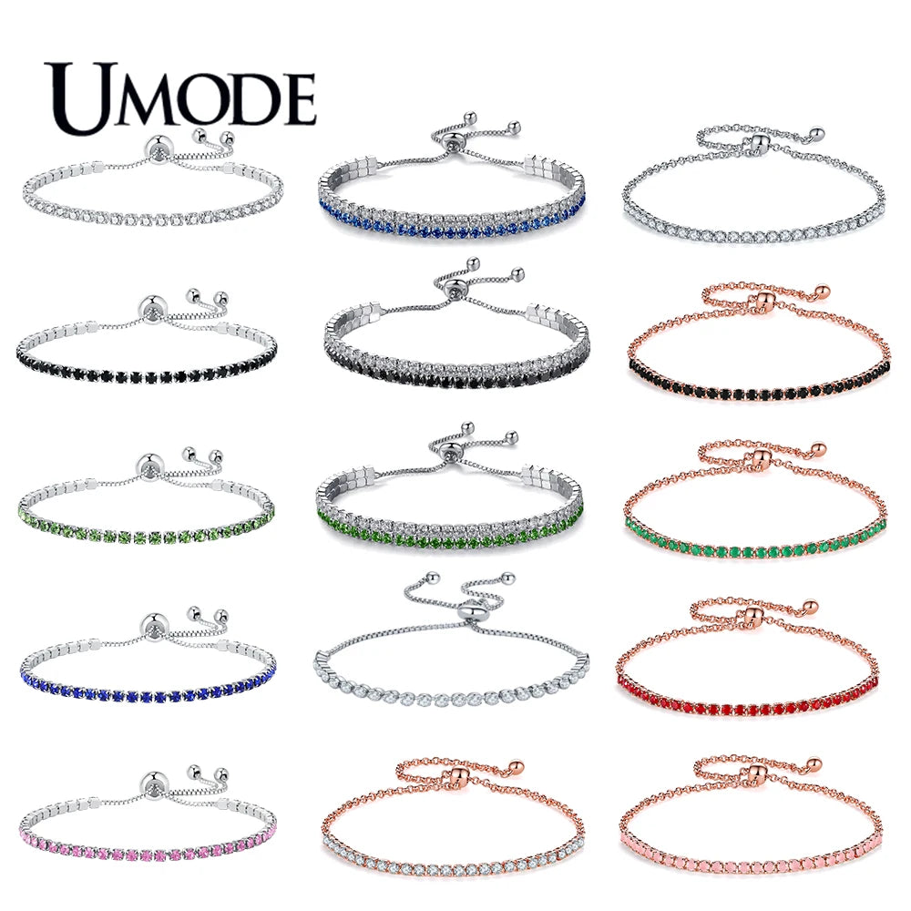UMODE 4 Colors Cubic Zirconia Tennis Bracelet & Bangles for Women Luxury Armbanden Voor Vrouwen Bijoux UB0124X