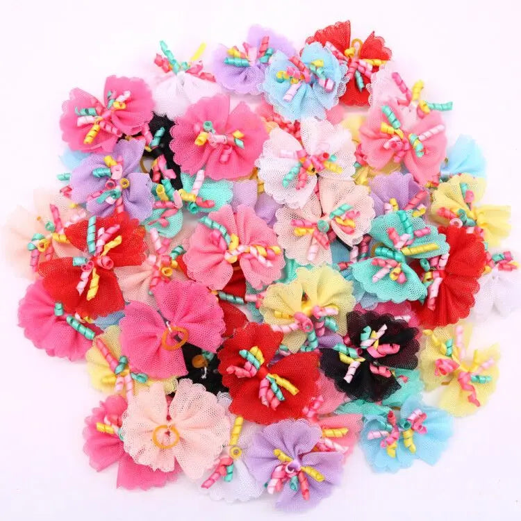 20PCS Pet Bows Dog Hair Bows for Puppy Yorkshirk Small Dogs Hair Accessories Grooming Bows Rubber Bands Dog Bows Pet Supplies