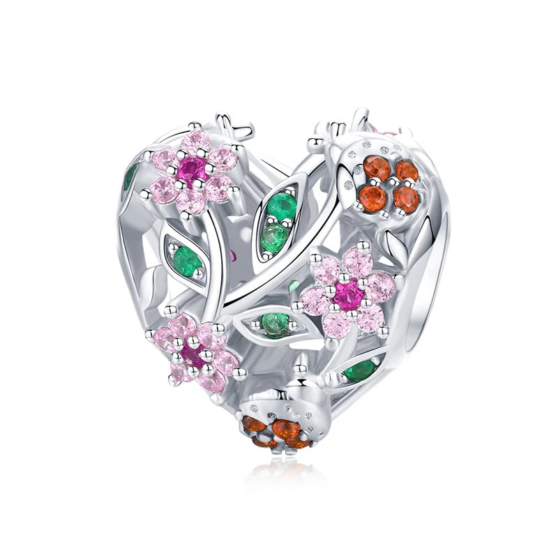 BISAER 925 Sterling Silver Couple Girl Boy Pendant Charm Pineapple Strawberry Dessert Beads for Women Bracelet DIY Fine Jewelry