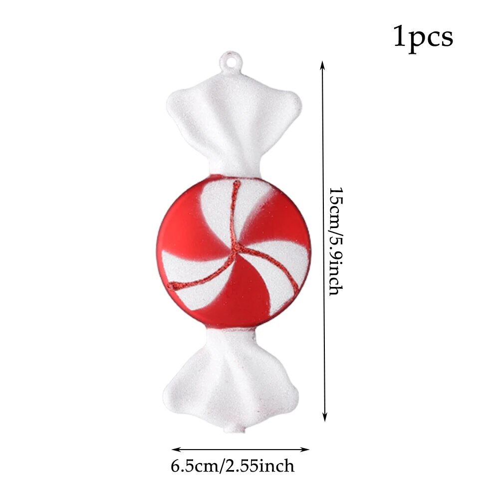 Multi Size Red and White Christmas Candy Canes Christmas Balls Christmas Tree Pendant Family Christmas Decoration New Year