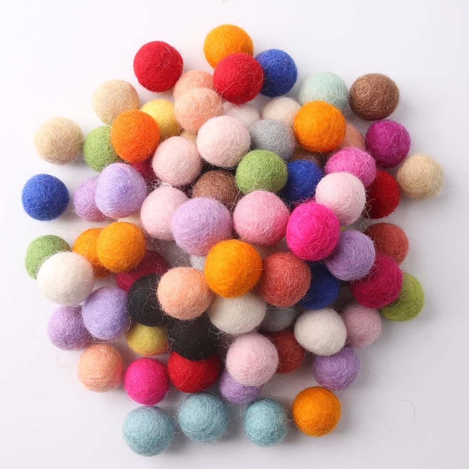 Nepal Wool Ball 100PC 2cm Multicolour Felt Balls Christmas Decor Baby Room DIY Rattle Handmade Crafts Baby Accessories