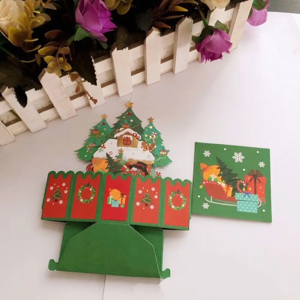 Santa Claus 3D Pops-Up Bouquet Girlfriend Swan Mermaid Merry Christmas Cards Xma