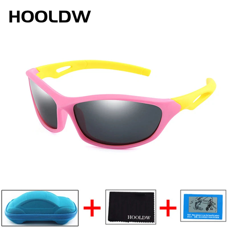 HOOLDW New Children Sunglasses Polarized Sun Glasses Silicone Flexible Baby Kids Glasses Boys Girls Sport Goggles UV400 Eyewear