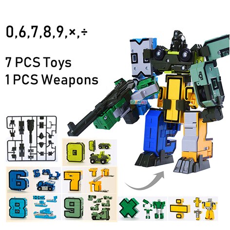 15PCS Assembling Building Blocks Educational Action Figure Transformation Number Robot Deformation Toys for Children