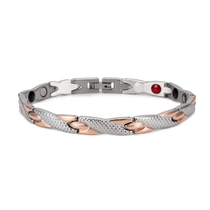 Vinterly Health Energy Bracelet Male Cross Stainless Steel Magnetic Bracelet Men Gold-Color Chain Link Bracelet for Men Jewelry