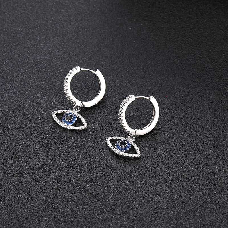 SIPENGJEL Fashion Blue Crystal Turkey Evil Eye Dangle Earrings for Women Gold Plated Cute Unique Earrings Trendy Jewelry 2023