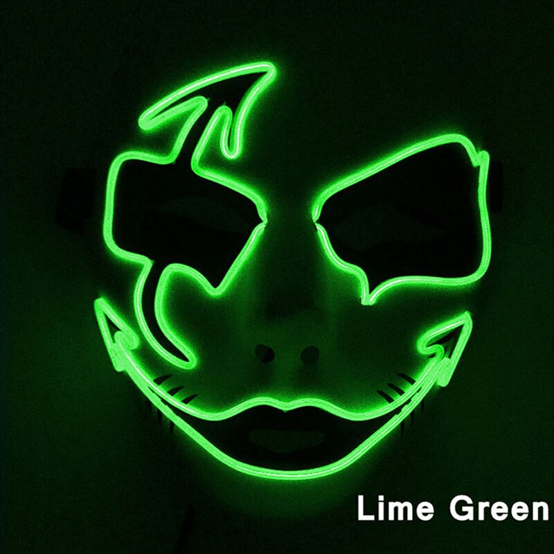 Neon Light LED Mask LED Halloween Scary Mask Cosplay Party Masque Masquerade Masks Halloween Costume Carnival Glow Party Props