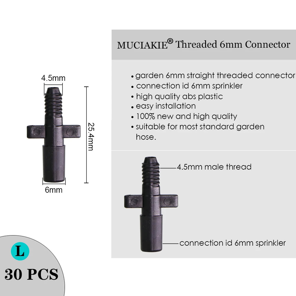 MUCIAKIE Sprinkler Irrigation 1/4 Inch Barb Tee Single Double Barb Barbed Water Pipe Connectors for 4/7mm Hose Garden Fitting