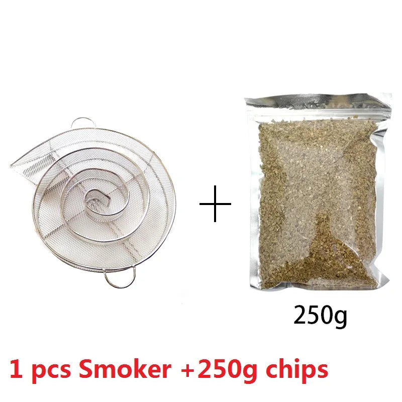 8.07'' Stainless Steel BBQ Grill Accessories Round Smoker Apple Small Wood Chips Barbecue Cold Smoke Generator Bacon Meat Tools