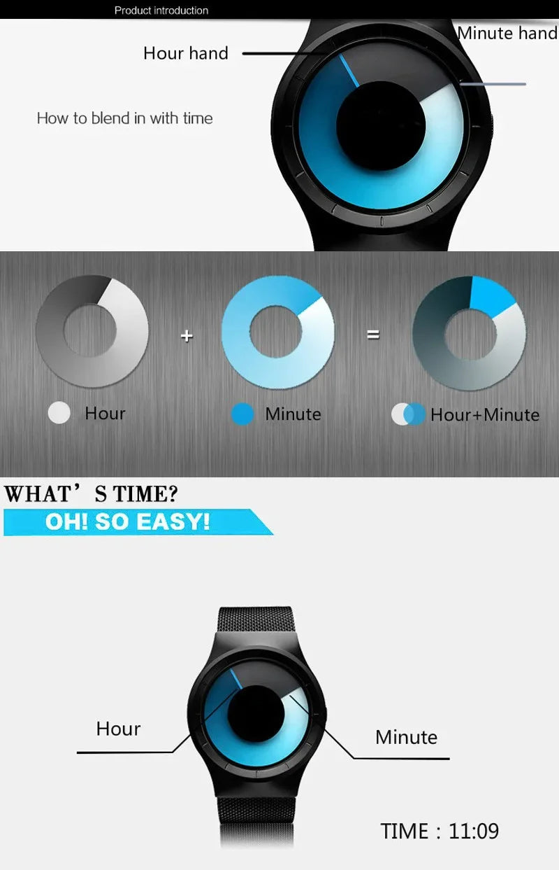 Creative Quartz Watches Men Top FASHION Brand Casual Stainless Steel Mesh Band Unisex Watch Clock Male Female Gentleman