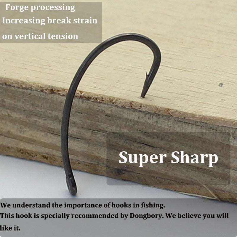 10PCS Carp Fishing Hook PTFE Coating Carp Hooks High Carbon Steel Matte Black With Micro Barb Barbed Hook Fit for Competition
