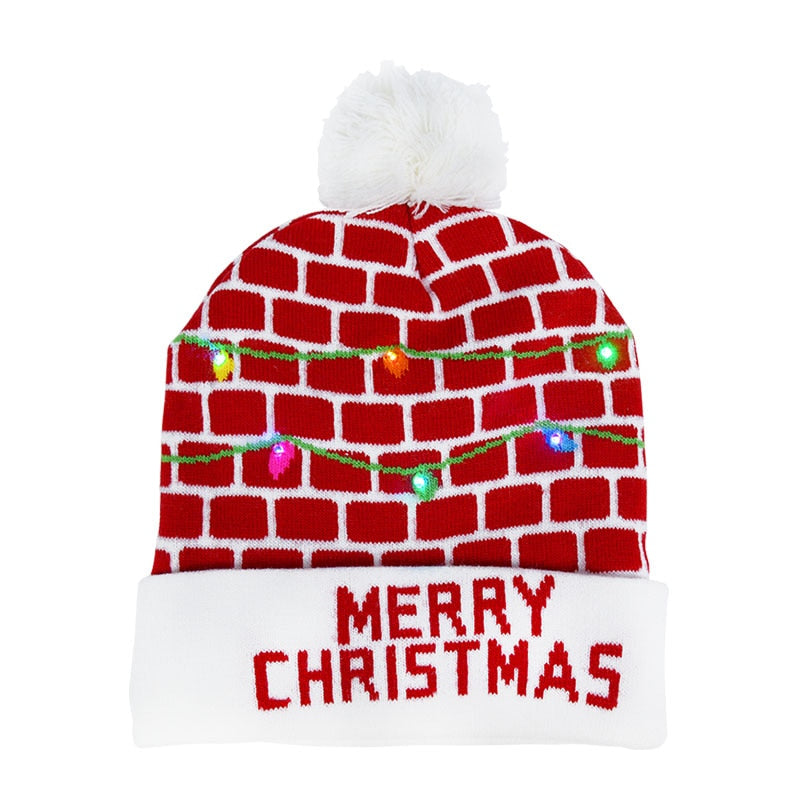 LED Christmas Hat Sweater Knitted Beanie Christmas Light Up Knitted Hat Christmas for Kids Xmas 2023 New Year Decorations