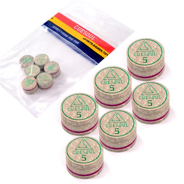 CUESOUL Billiard Cue Tips 6pcs/Set 14mm Soft Baked Pig Leather Pool Cue Tips, 14mm, 8 Layer Cue Tip