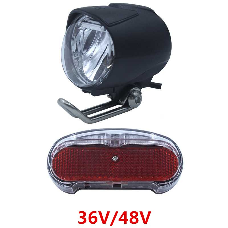 36V 48V Compatible E-Bike Headlight Taillight Set Front Light Rear Light Set Headlamp Taillamp Set