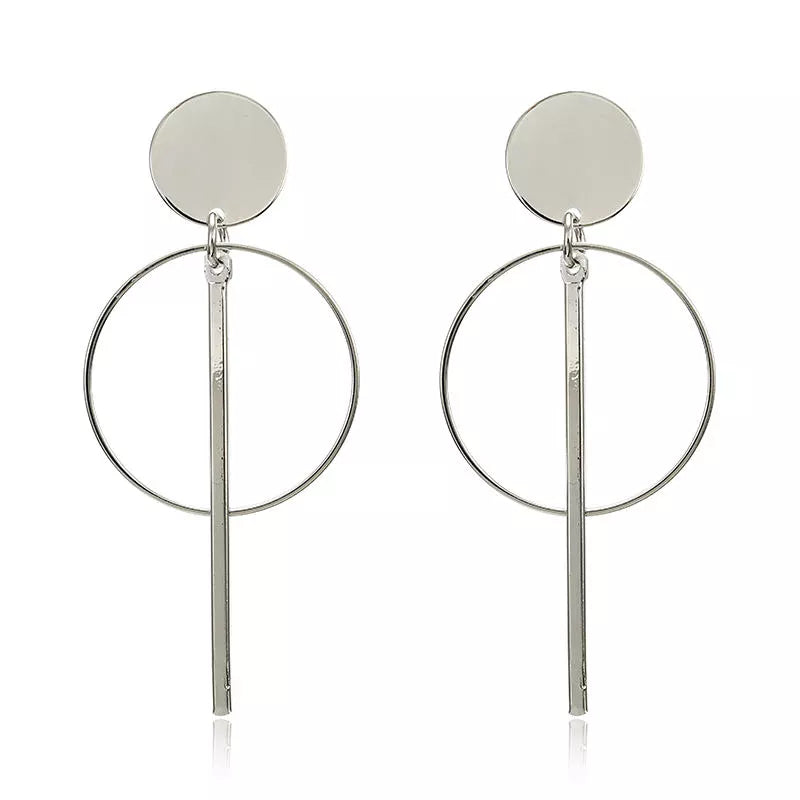 Simple Fashion Gold Color Silver Plated Geometric Big Round Clip Earrings for Women Fashion Big Hollow Ear Clip Jewelry