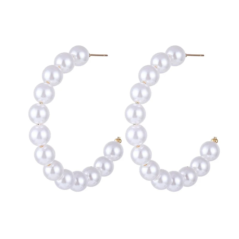 FNIO Big Simulated Pearl Earrings 2019 for Women Lover Geometric Round Heart Drop Dangle Earring Korean Statement Jewelry