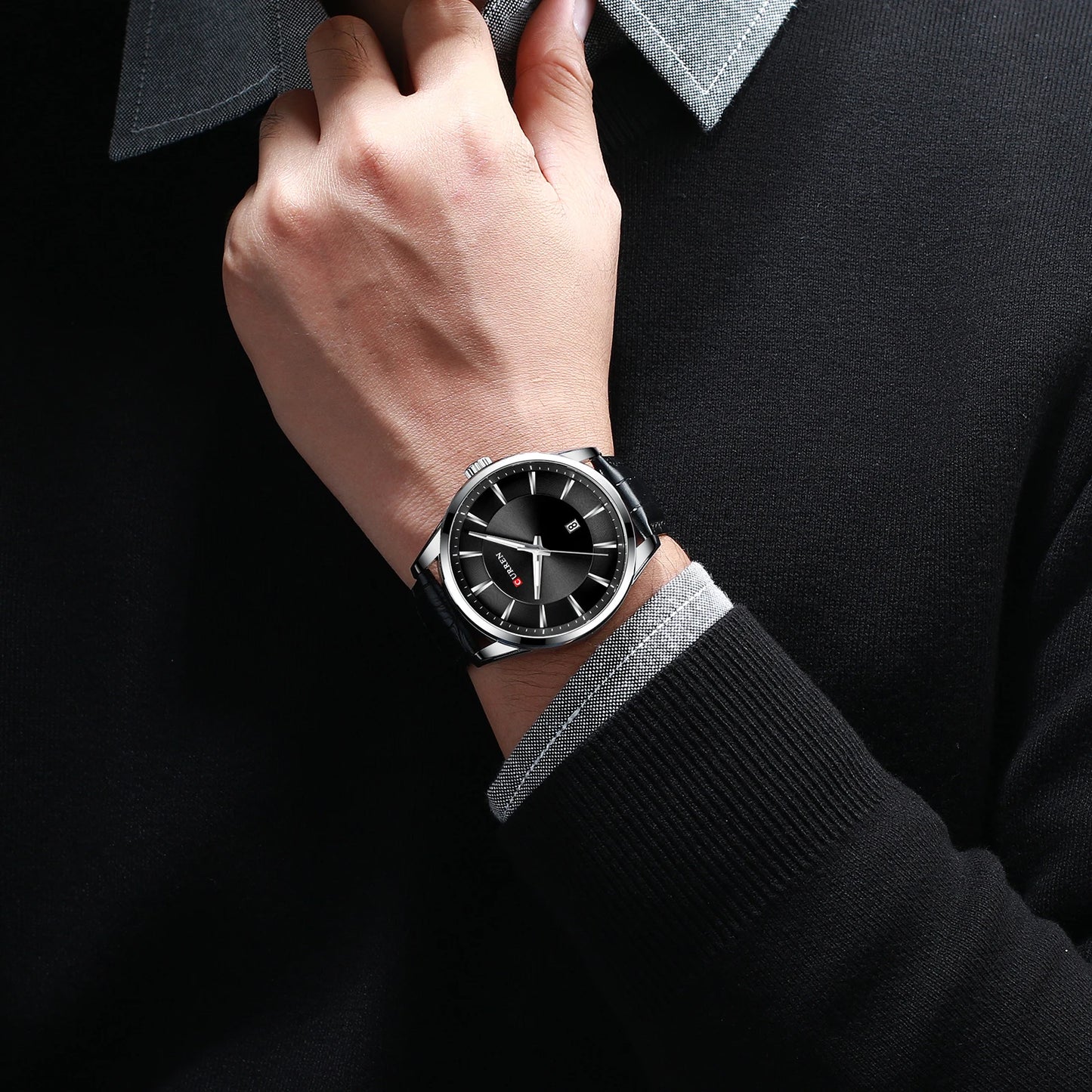 CURREN Quartz Watches for Men Leather Strap Male Wristwatches Top Luxury Brand Business Men's Clock 45 Mm Reloj Hombres