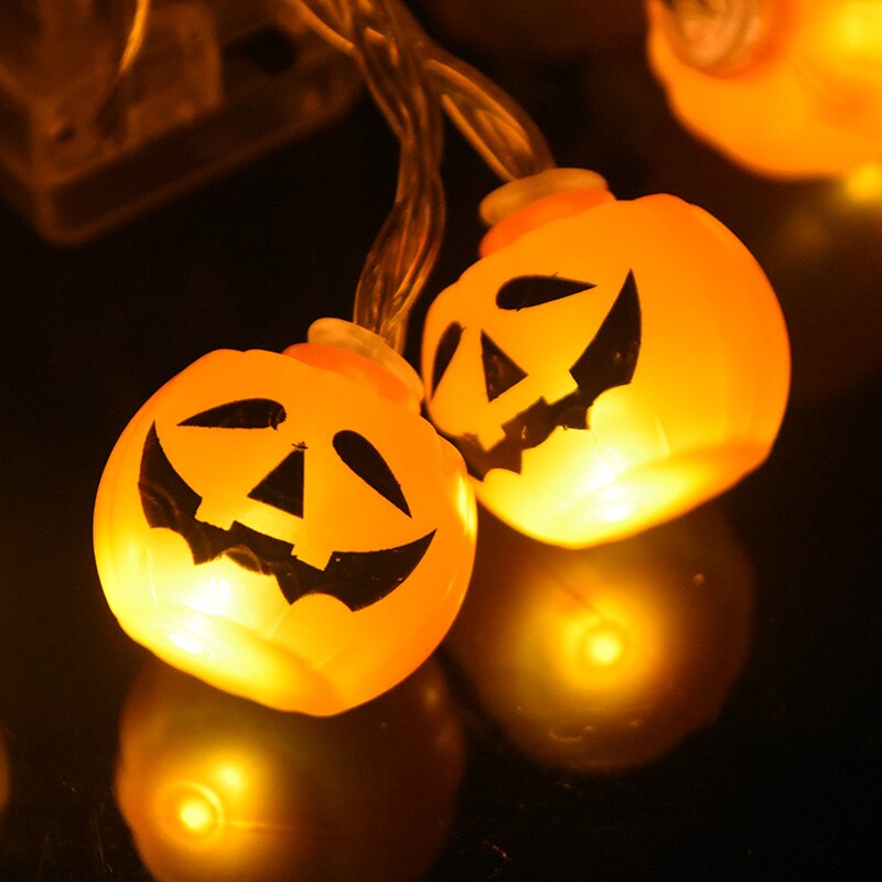 10LED Halloween Pumpkin Spider Bat Skull String Lights Lamp DIY Hanging Horror Halloween Decoration for Home Party Supplies