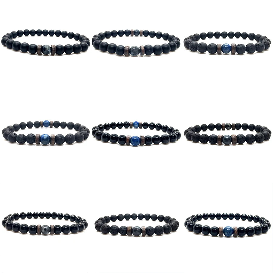 Men Bracelet Natural Moonstone Bead Tibetan Buddha Bracelet Chakra Lava Stone Diffuser Bracelets Men Jewelry