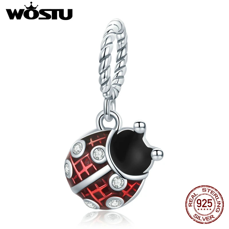 WOSTU 925 Sterling Silver Bee Dreamcatcher Wings Bead Charm Pendant Fit Original Bracelet Bangle Women DIY Fine Jewelry