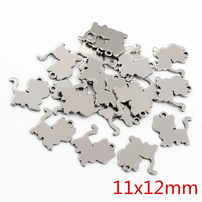 30pc/Lot 316 Stainless Steel Five-Pointed Star Cute Necklace Pendant Charms Small Cat Dolphin Fish Charms for DIY Jewelry Making