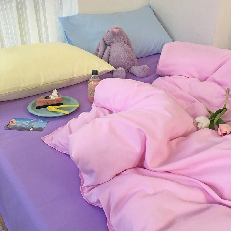 Bedding Set Bed Sheet Set Duvet Cover Set King Size Queen Size Comforter Sets Luxury Bedroom Anime Cute Pink