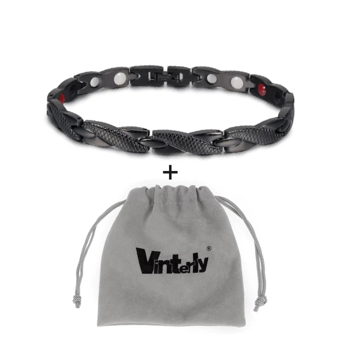 Vinterly Health Energy Bracelet Male Cross Stainless Steel Magnetic Bracelet Men Gold-Color Chain Link Bracelet for Men Jewelry