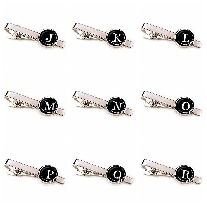 Men 26 Alphabet Letters Tie Clips Personality Name Letters Jewelry Men Necktie Clip Pin Suit Accessories