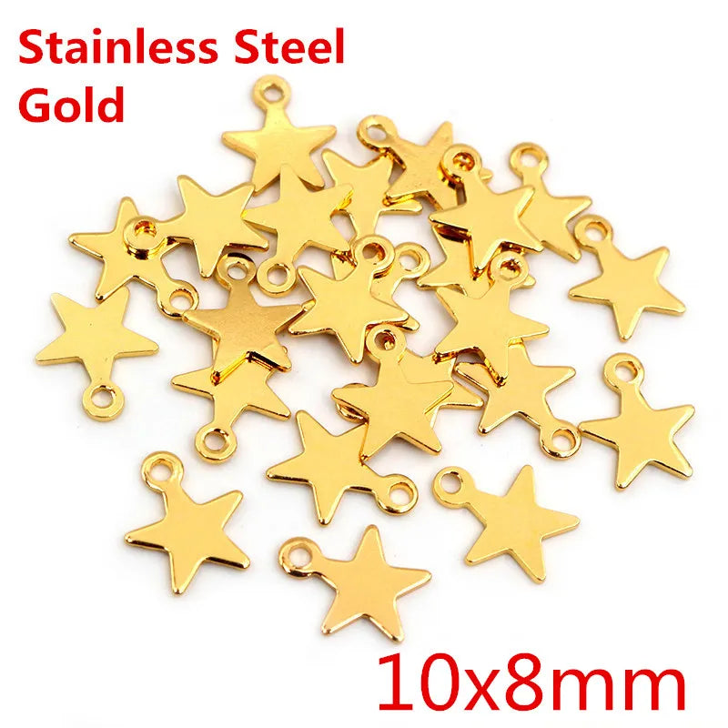 30pc/Lot 316 Stainless Steel Five-Pointed Star Cute Necklace Pendant Charms Small Cat Dolphin Fish Charms for DIY Jewelry Making