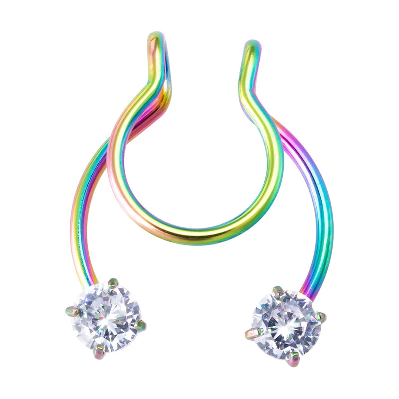 1-5pcs Steel 20G Dainty Faux Nose Rings Fake Septum Rings Hoop Nostril Piercing Fake Clip on Nose Rings Oreja Piercings Jewelry