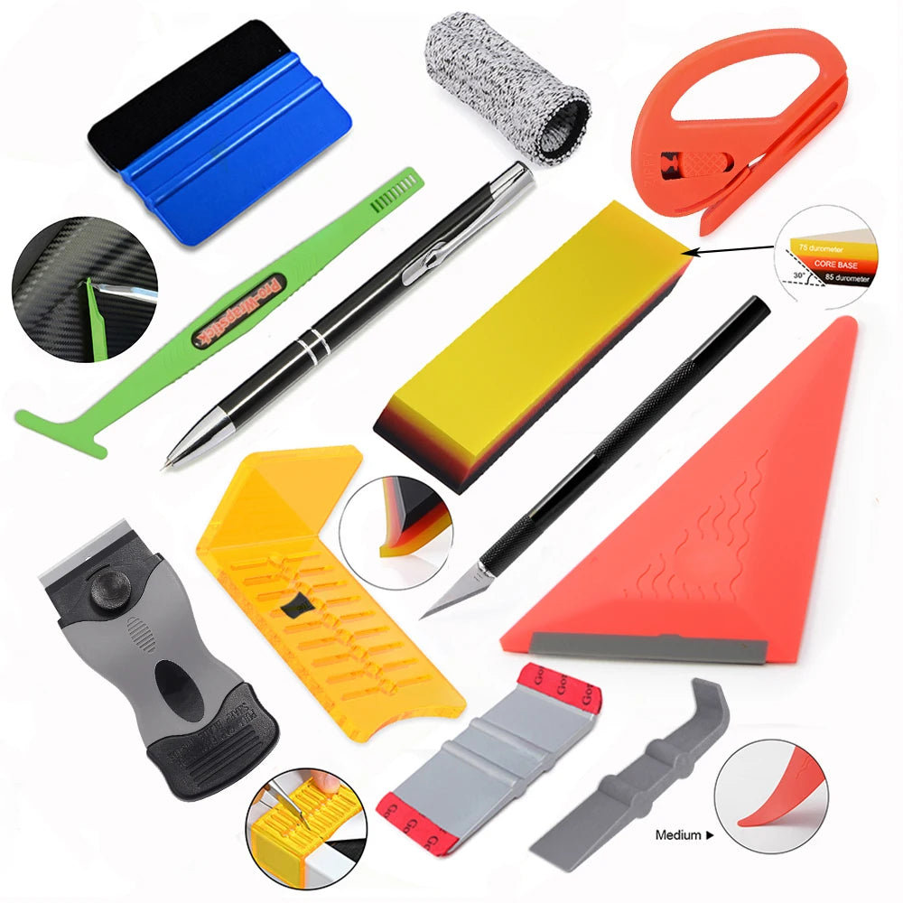 EHDIS Car Tint Tool Kits PPF Vinyl Wrap Squeegee Rubber Water Remover Window Cleaning Scraper Auto Film Stickers Cutter Knife