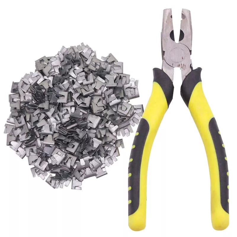 Chicken Quail Bird Rabbit Pet Cage Installation and Repair Tool Catch the Clamp Pliers Bayonet Nail 300 Nails 1 Pliers
