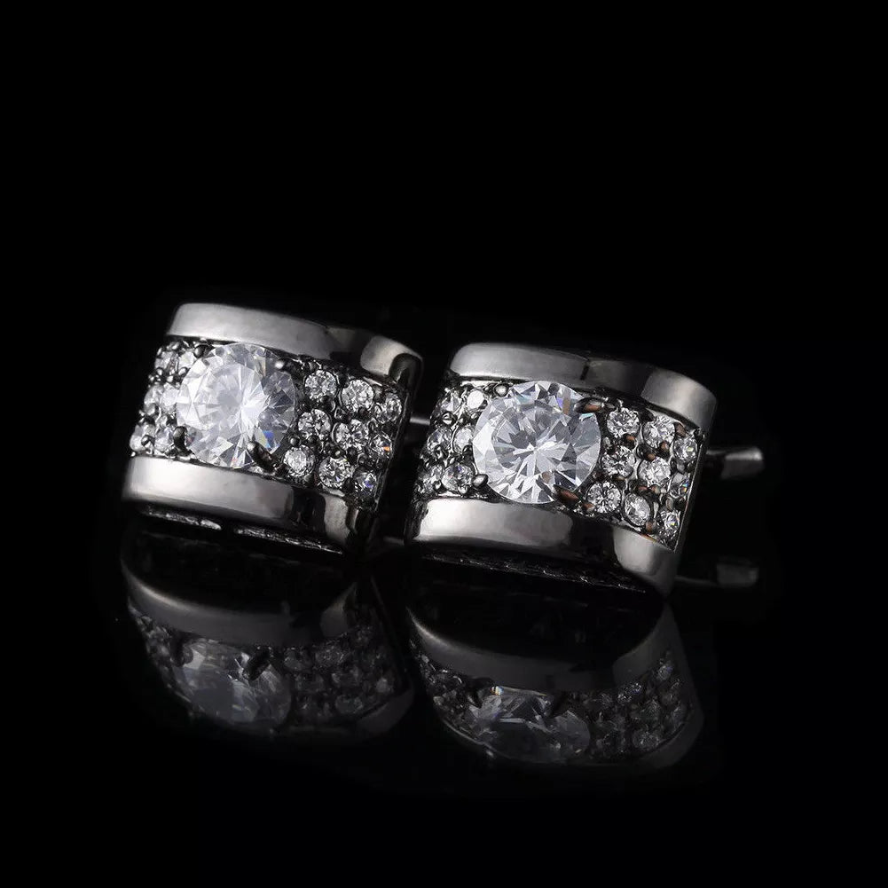 1Pair Rhinestone Mens Cufflinks Shirt Cuff Links Wedding Party