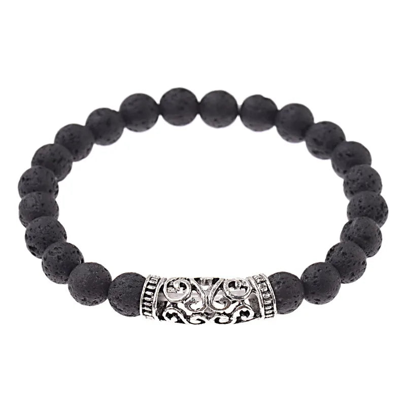DUOVEI 2 Pcs/Set Natural Stone Beads Men's Dragon Bracelet Set Lava Stone Beaded Bracelets for Women Bileklik Pulseras Hombre