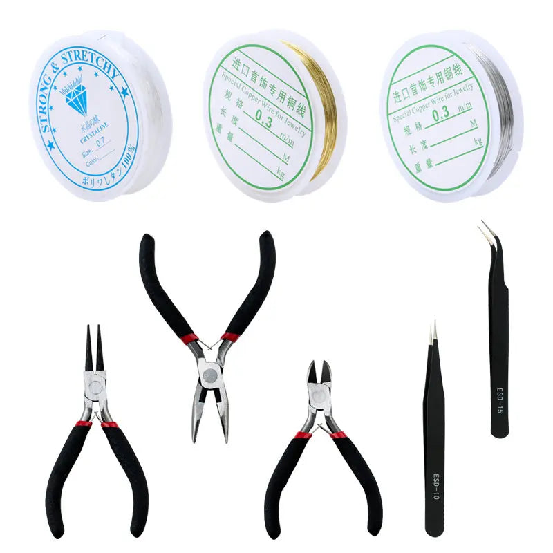 Jewelry Findings Tool Set Open Jump Ring/Lobster Clasp/Tail Chain/Clip Buckle/Drop Kit/Earring Hooks/ for DIY Jewelry Making