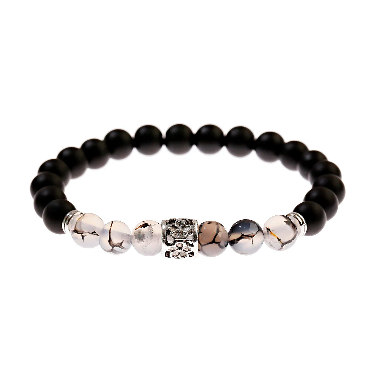 Buddhism Yoga Balance Bracelet Men Bileklik Black Matte Natural Stone Beads Bracelet for Women Braclet Jewelry AB216