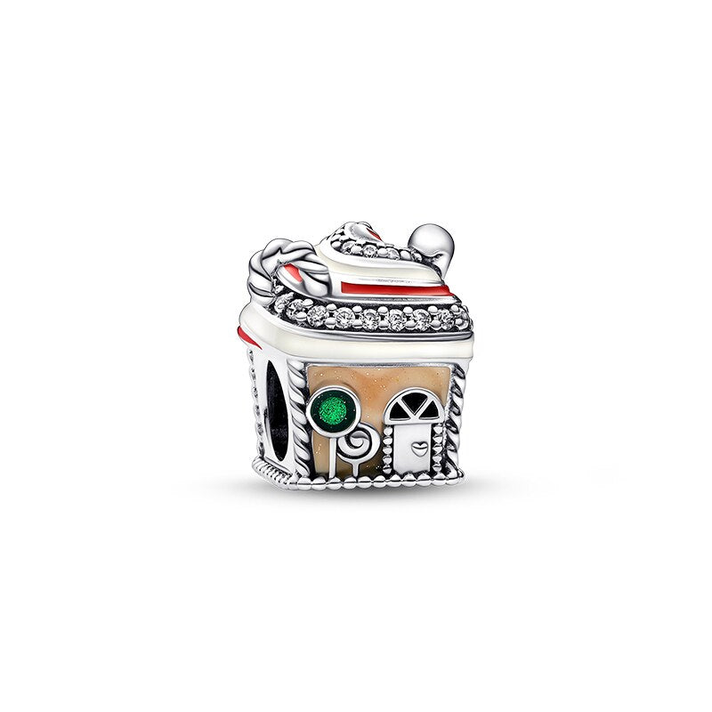 Christmas Plata De Ley 925 New in Red Socks Santa Charm Christmas Tree Beads for Pandora 925 Bracelet Necklace Christmas Jewelry