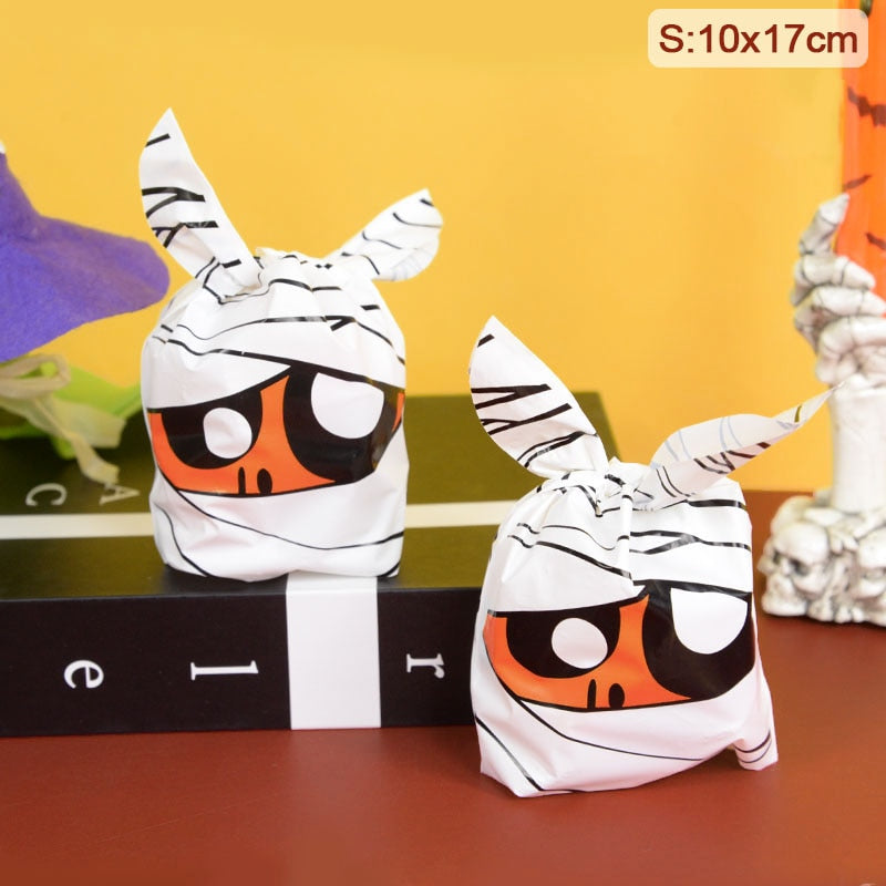 25/50pcs Halloween Candy Bags Pumpkin Bat Snack Biscuit Bag Trick or Treat Kids Favors Halloween Party Decoration Supplies
