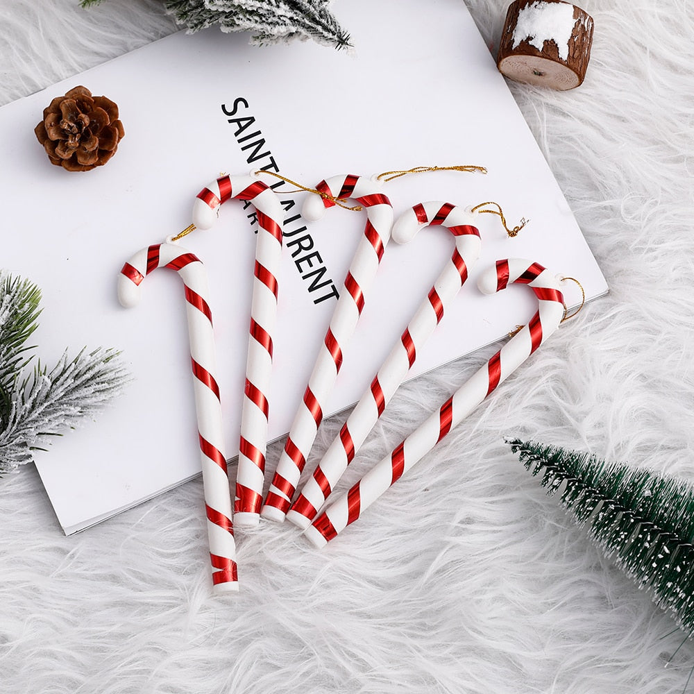 Multi Size Red and White Christmas Candy Canes Christmas Balls Christmas Tree Pendant Family Christmas Decoration New Year