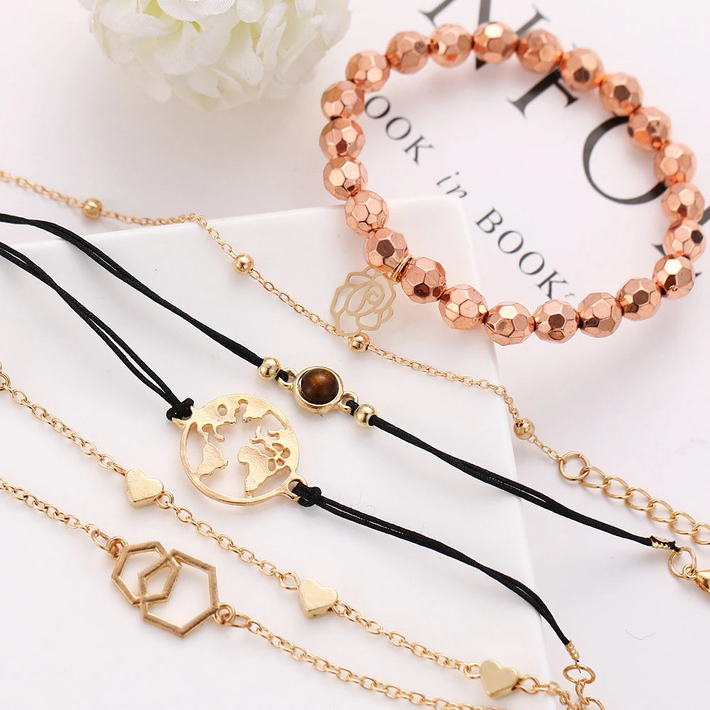 Boho Rope Bracelets & Bangles for Women Bohemian Beaded Charm Bracelet Femme Se Multilayer Jewelry Accessories Bijoux