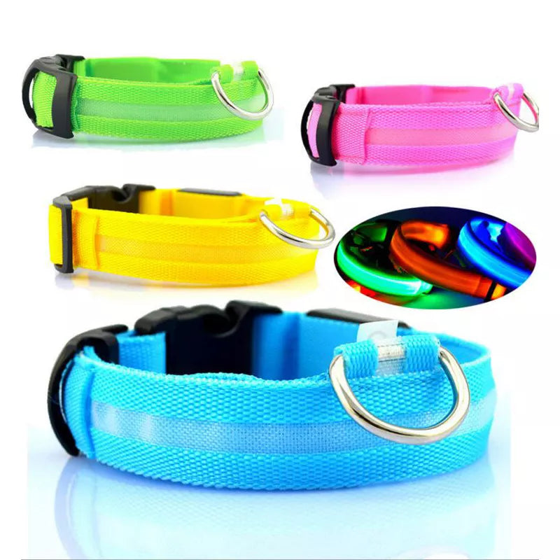YUDODO Nylon LED Pet Dog Collars for Animals Night Safety Flashing Glow Dog Leash Dogs Luminous Fluorescent Collars Pet Supplies