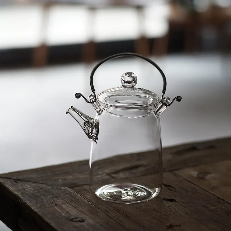 Japanese Handmade Heat Resistant Glass Teapot Household Transparent Beam Teapots