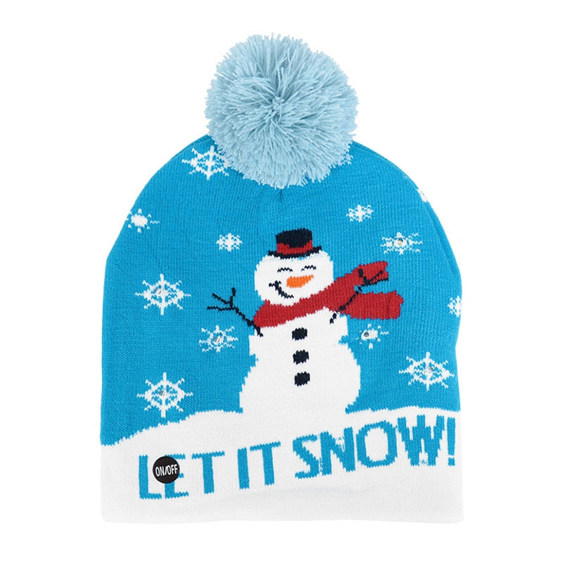 LED Christmas Hat Sweater Knitted Beanie Christmas Light Up Knitted Hat Christmas for Kids Xmas 2023 New Year Decorations
