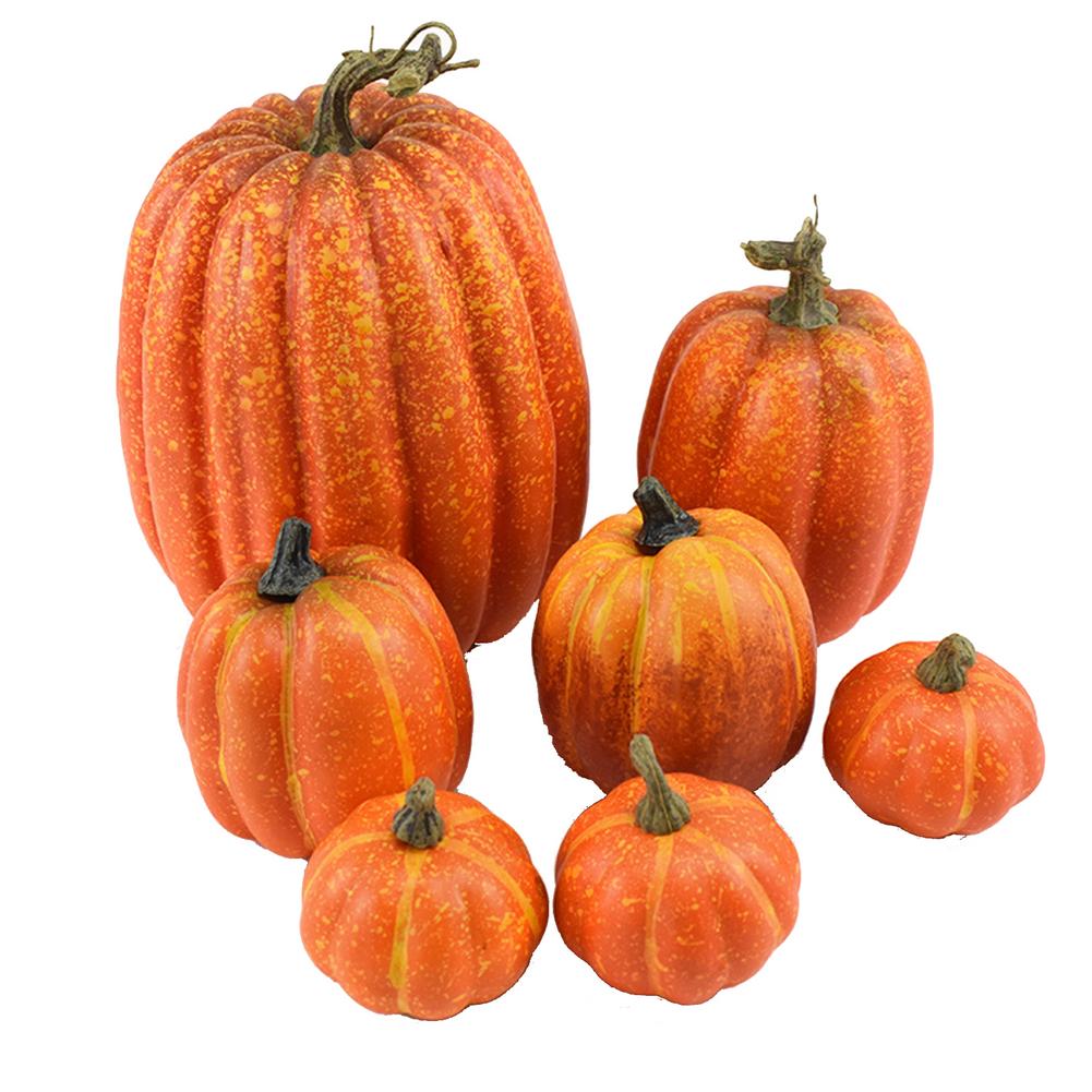 7pcs Artificial Pumpkin Mold White Yellow Halloween Thanksgiving Autumn Harvest Pumpkin Props for Home Halloween Decoration