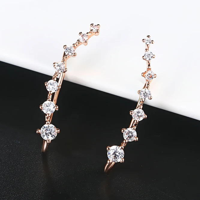Long Dipper Ear Hook Clip on Earrings for Women Four-Prong Setting Zircon Climbing Ear Cuff Earrings Fashion Jewelry E527