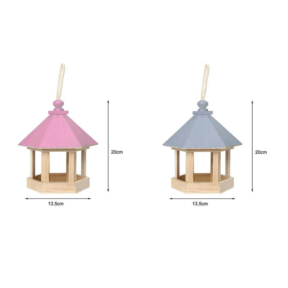 Garden Window Hanging Bird Feeder House Wooden Birdhouse Parrot Cage Bird Seeds Food Feeder Ornaments Yard Decor Outdoor